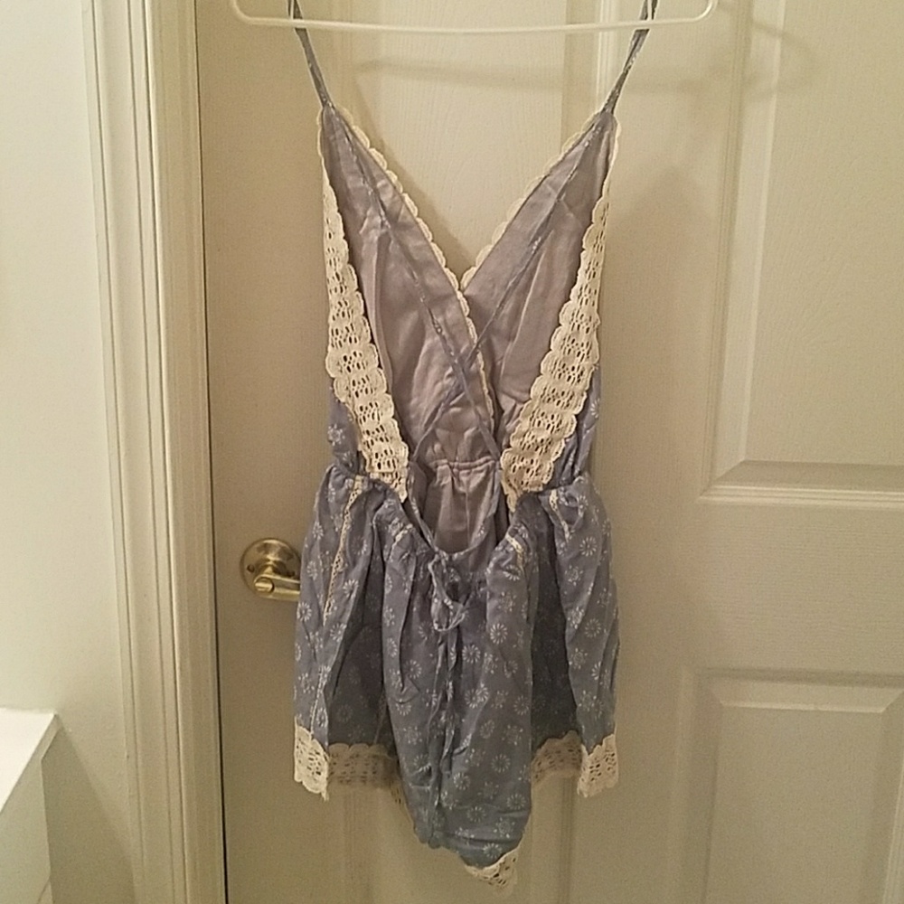 NWT Chambray Crochet Romper - Picture 6 of 6